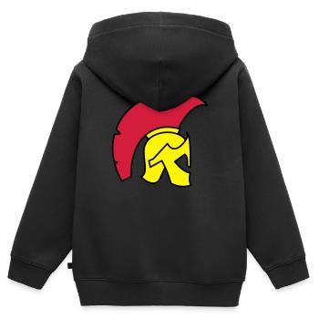 Spartan Helm - Kinder Premium Organic Zip Hoodie - Schwarz - Hinten - AI Model Kid Male (0cm)