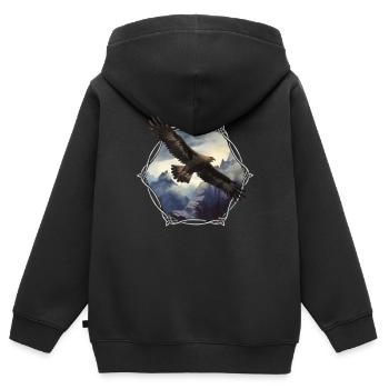 Adler - Kinder Premium Organic Zip Hoodie - Schwarz - Hinten - AI Model Kid Male (0cm)