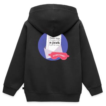 Dear nap -Typografie - Kinder Premium Organic Zip Hoodie - Schwarz - Hinten - AI Model Kid Male (0cm)