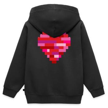 Coeur en briques - Sweat Premium à capuche zippé enfant bio - noir - Dos - AI Model Kid Male (0cm)