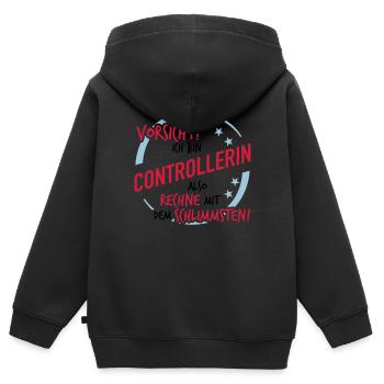 Controllerin - Rechne mit dem Schlimmsten - Kinder Premium Organic Zip Hoodie - Schwarz - Hinten - AI Model Kid Male (0cm)