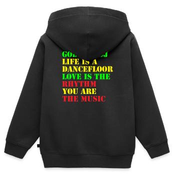 god is a dj - Kinder Premium Organic Zip Hoodie - Schwarz - Hinten - AI Model Kid Male (0cm)