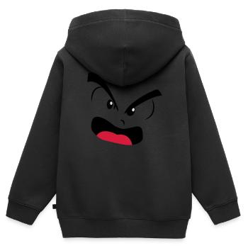 wütend - Kinder Premium Organic Zip Hoodie - Schwarz - Hinten - AI Model Kid Male (0cm)