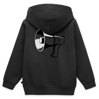 Megaphon - Kinder Premium Organic Zip Hoodie - Schwarz - Hinten - AI Model Kid Male (0cm)
