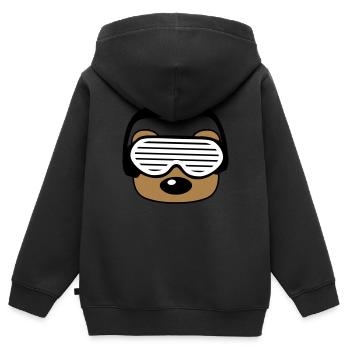 gesicht kopf feiern party dj kopfhoerer musik spas - Kinder Premium Organic Zip Hoodie - Schwarz - Hinten - AI Model Kid Male (0cm)