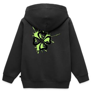 kleeblatt - Kinder Premium Organic Zip Hoodie - Schwarz - Hinten - AI Model Kid Male (0cm)
