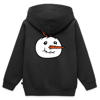 bonhomme de neige visage tête cool hiver noël ka - Sweat Premium à capuche zippé enfant bio - noir - Dos - AI Model Kid Male (0cm)