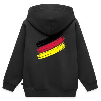 NATION Stripes - CHOOSE UR OWN COUNTRY COLORS! - Kinder Premium Organic Zip Hoodie - Schwarz - Hinten - AI Model Kid Male (0cm)