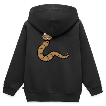 Wurm lustig - Kinder Premium Organic Zip Hoodie - Schwarz - Hinten - AI Model Kid Male (0cm)