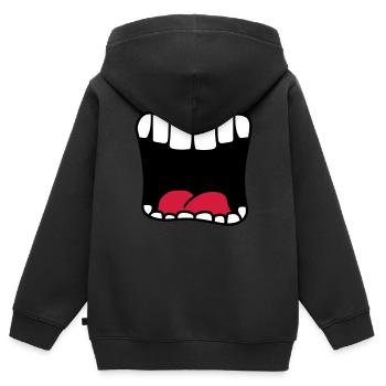 bouche hurlant grosse bouche bruellen dessin animé comique - Sweat Premium à capuche zippé enfant bio - noir - Dos - AI Model Kid Male (0cm)
