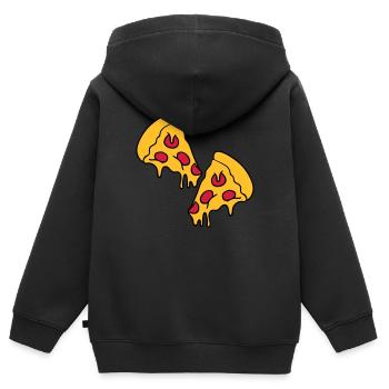 2 pizza tropfend käse salami stücke - Kinder Premium Organic Zip Hoodie - Schwarz - Hinten - AI Model Kid Male (0cm)