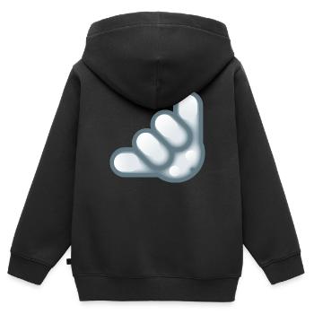 Smiley Hand Signal - Kinder Premium Organic Zip Hoodie - Schwarz - Hinten - AI Model Kid Male (0cm)