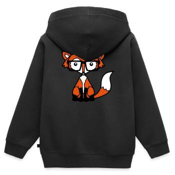 Nerd Fuchs Design - Sweat Premium à capuche zippé enfant bio - noir - Dos - AI Model Kid Male (0cm)