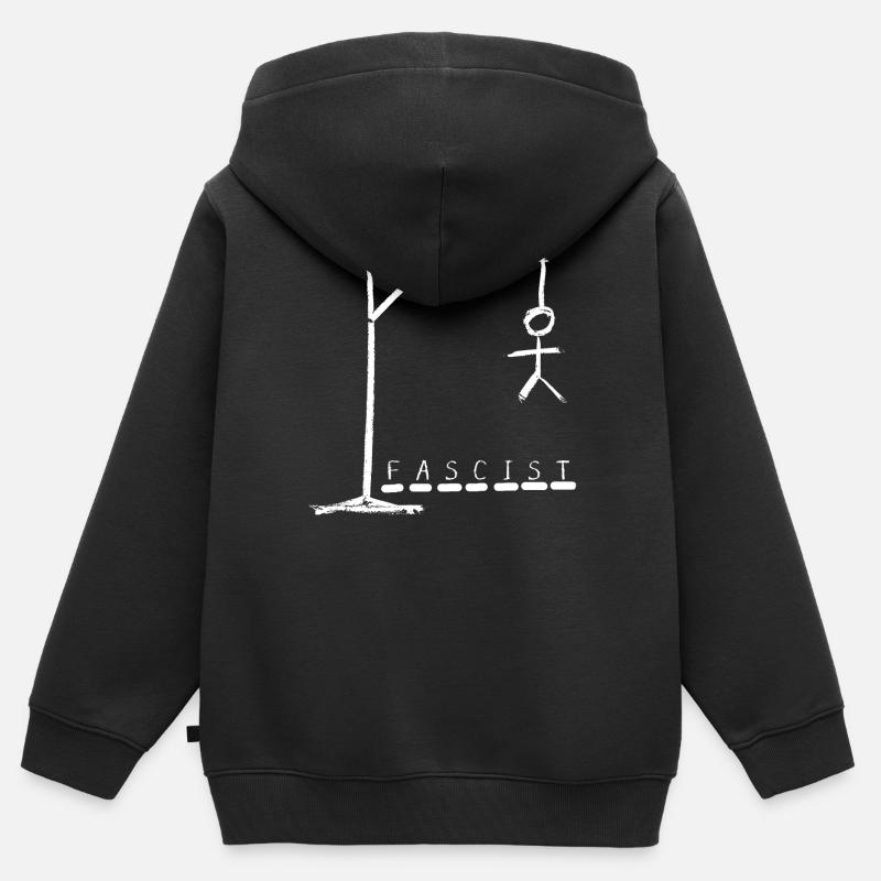 Jeu du pendu antifasciste - Sweat Premium à capuche zippé enfant bio - noir