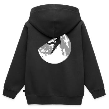 Vollmond und Klettern - Kinder Premium Organic Zip Hoodie - Schwarz - Hinten - AI Model Kid Male (0cm)