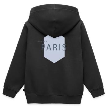 PARIS FRANCE PARIS - Kinder Premium Organic Zip Hoodie - Schwarz - Hinten - AI Model Kid Male (0cm)