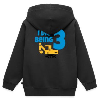 Bagger anniversaire 3 ans - Sweat Premium à capuche zippé enfant bio - noir - Dos - AI Model Kid Male (0cm)