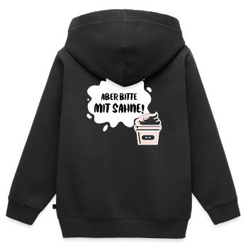 "Aber bitte mit Sahne!" - Udo Jürgens Geschenk - Kinder Premium Organic Zip Hoodie - Schwarz - Hinten - AI Model Kid Male (0cm)