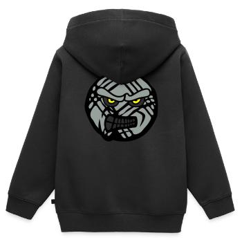 petanque face cartoon feroce - Sweat Premium à capuche zippé enfant bio - noir - Dos - AI Model Kid Male (0cm)