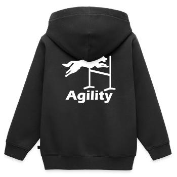 Agilité de chien de chien - Sweat Premium à capuche zippé enfant bio - noir - Dos - AI Model Kid Male (0cm)
