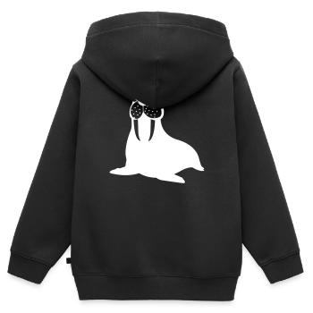 walross - Kinder Premium Organic Zip Hoodie - Schwarz - Hinten - AI Model Kid Male (0cm)