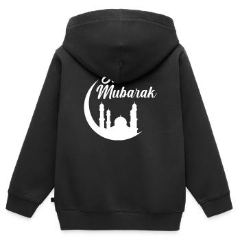 Aïd Moubarak Islam Musulman Ramadan Moubarak Cadeau - Sweat Premium à capuche zippé enfant bio - noir - Dos - AI Model Kid Male (0cm)