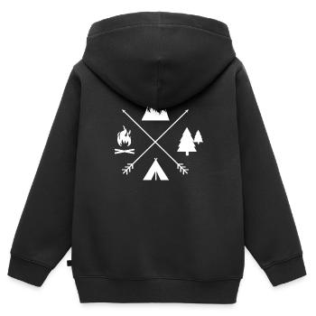 Campingzeit individuell - Kinder Premium Organic Zip Hoodie - Schwarz - Hinten - AI Model Kid Male (0cm)
