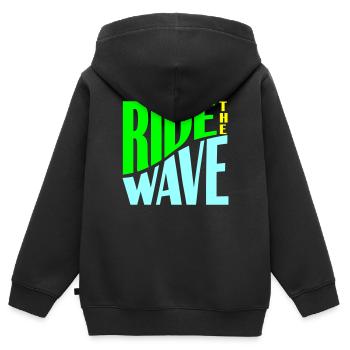 Ride the Wave plotter - Kinder Premium Organic Zip Hoodie - Schwarz - Hinten - AI Model Kid Male (0cm)