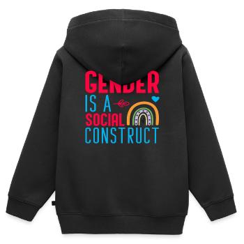 Gender is a Social Construct - Kinder Premium Organic Zip Hoodie - Schwarz - Hinten - AI Model Kid Male (0cm)