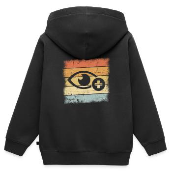 Opticien - Sweat Premium à capuche zippé enfant bio - noir - Dos - AI Model Kid Male (0cm)