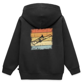 Posaunen Instrument - Kinder Premium Organic Zip Hoodie - Schwarz - Hinten - AI Model Kid Male (0cm)