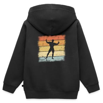 Bodybuilder Sunset - Kinder Premium Organic Zip Hoodie - Schwarz - Hinten - AI Model Kid Male (0cm)