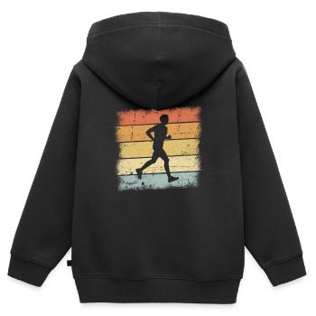 Joggen Sunset - Kinder Premium Organic Zip Hoodie - Schwarz - Hinten - AI Model Kid Male (0cm)