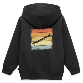 Flöte - Kinder Premium Organic Zip Hoodie - Schwarz - Hinten - AI Model Kid Male (0cm)