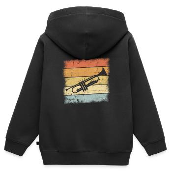 Trompete Instrument - Kinder Premium Organic Zip Hoodie - Schwarz - Hinten - AI Model Kid Male (0cm)