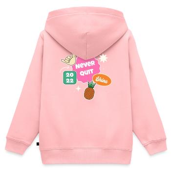 Nie aufhören - Kinder Premium Organic Zip Hoodie - Rosa - Hinten - AI Model Kid Female (0cm)