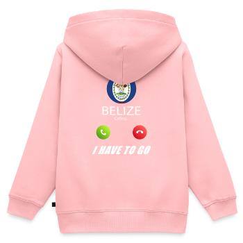 Le Belize appelle les drapeaux lusiger en disant - Sweat Premium à capuche zippé enfant bio - rose - Dos - AI Model Kid Female (0cm)
