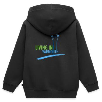 GOWILD Vivant à Yarmouth - Sweat Premium à capuche zippé enfant bio - noir - Dos - AI Model Kid Male (0cm)