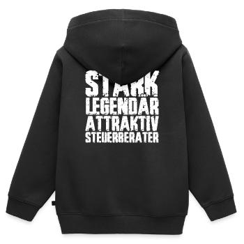 STARK LEGENDÄR ATTRAKTIV STEUERBERATER - Kinder Premium Organic Zip Hoodie - Schwarz - Hinten - AI Model Kid Male (0cm)