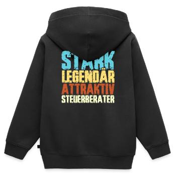 Steuerberater Spruch STARK LEGENDÄR ATTRAKTIV STEU - Kinder Premium Organic Zip Hoodie - Schwarz - Hinten - AI Model Kid Male (0cm)