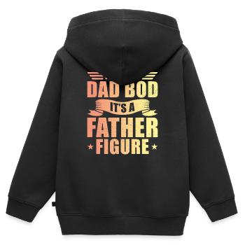 Papa Bod figure paternelle - Sweat Premium à capuche zippé enfant bio - noir - Dos - AI Model Kid Male (0cm)