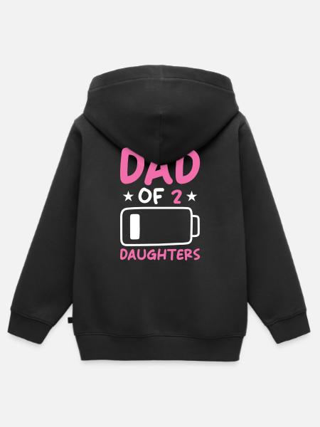 Dad of 2 Daughters - Premium børne zip-hættetrøje økologisk - sort