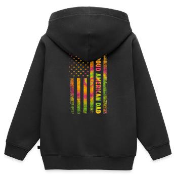 Stolzer Amerikanischer Papa - Kinder Premium Organic Zip Hoodie - Schwarz - Hinten - AI Model Kid Male (0cm)
