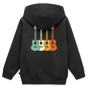 Ukulélé - Sweat Premium à capuche zippé enfant bio - noir - Dos - AI Model Kid Male (0cm)
