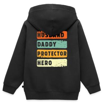 Ehemann Papa Beschützer Held - Kinder Premium Organic Zip Hoodie - Schwarz - Hinten - AI Model Kid Male (0cm)