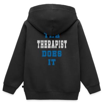 The Therapeut does it Therapeut Geschenk - Kinder Premium Organic Zip Hoodie - Schwarz - Hinten - AI Model Kid Male (0cm)