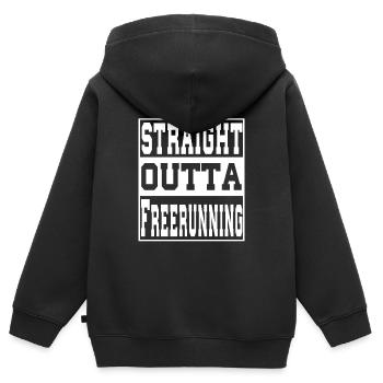 Freerunning Spruch lustig - Kinder Premium Organic Zip Hoodie - Schwarz - Hinten - AI Model Kid Male (0cm)
