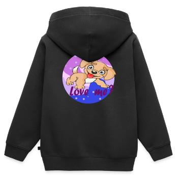Niedliche Welpe - Love me - Lieb mich! - Kinder Premium Organic Zip Hoodie - Schwarz - Hinten - AI Model Kid Male (0cm)