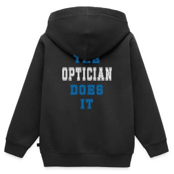L’opticien le fait Opticien Cadeau - Sweat Premium à capuche zippé enfant bio - noir - Dos - AI Model Kid Male (0cm)