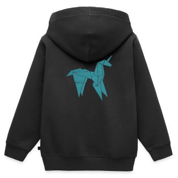 Blade Runner Origami Einhorn - Kinder Premium Organic Zip Hoodie - Schwarz - Hinten - AI Model Kid Male (0cm)
